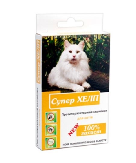 Ошейник для котов Супер Хелп от блох и клещей, красный 35 см