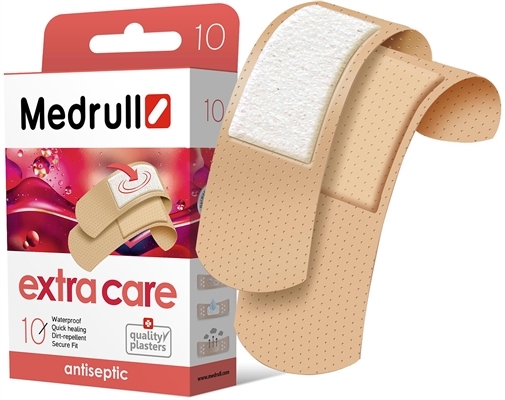 Набор пластырей медицинских Medrull Extra Care бактерицидный на полимерной основе, 10 штук