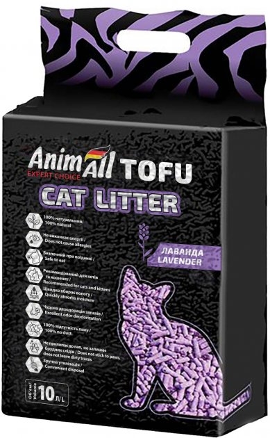 Наполнитель для туалета AnimAll ТОФУ с ароматом лаванды, 4,66 кг (10 л)
