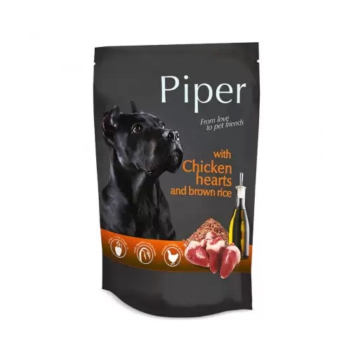 Консерва для собак Dolina Noteci Piper Курячі серця з коричневим рисом, 150 г