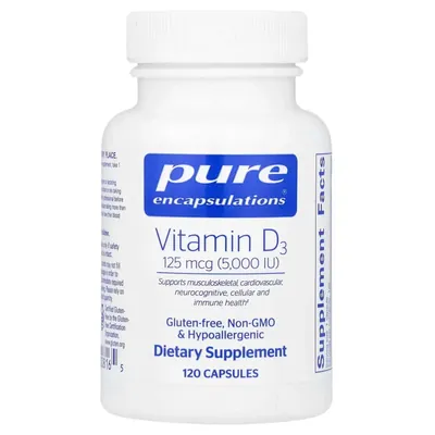 Вітамін D3 Pure Encapsulations Vitamin D3 125 мкг (5000 МО), 120 капсул
