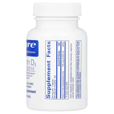 Вітамін D3 Pure Encapsulations Vitamin D3 125 мкг (5000 МО), 120 капсул