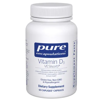 Вітамін D3 Pure Encapsulations Vitamin D3 VESIsorb, 60 капсул