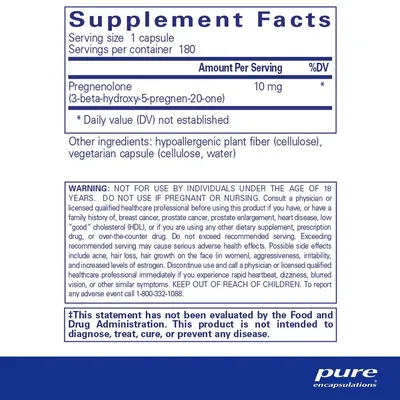 Прегненолон Pure Encapsulations Pregnenolone 10 мг, 180 капсул