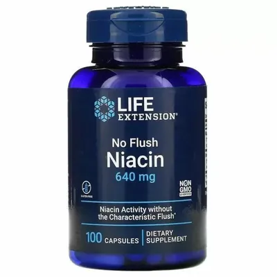 Ніацин Life Extension No Flush Niacin 640 мг, 100 капсул