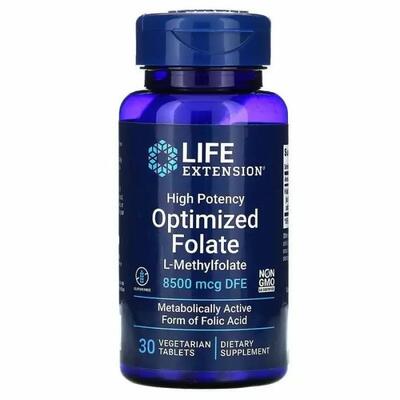 Фолат Life Extension Optimized Folate 8500 мкг, 30 таблеток
