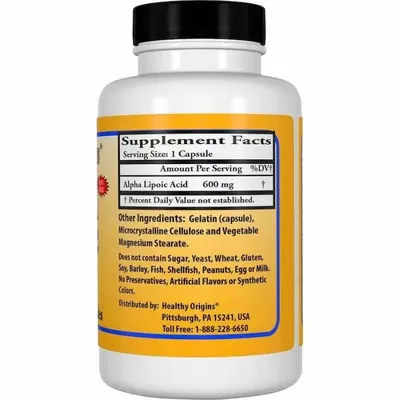 Альфа-ліпоєва кислота Healthy Origins Alpha Lipoic Acid 600 мг, 60 капсул