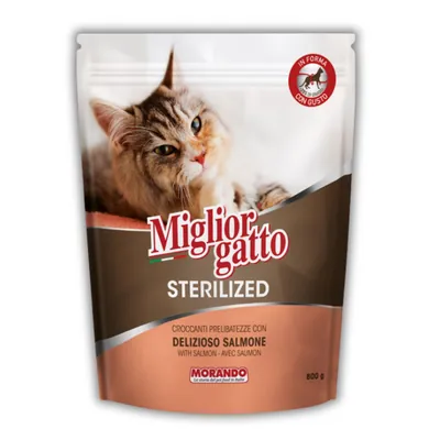 Корм сухий Morando Migliorgatto Sterilized для стерилізованих котів з лососем, 800 г