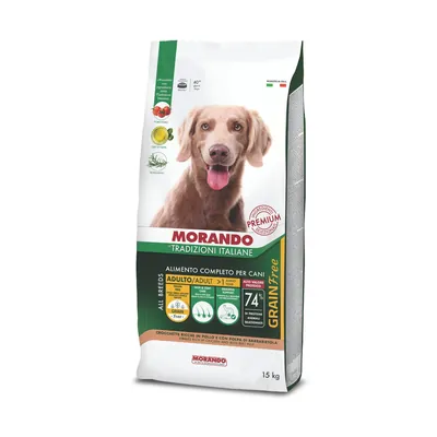 Корм сухий Morando Tradizioni Grain Free для собак середніх та великих порід з куркою та буряком, 15 кг