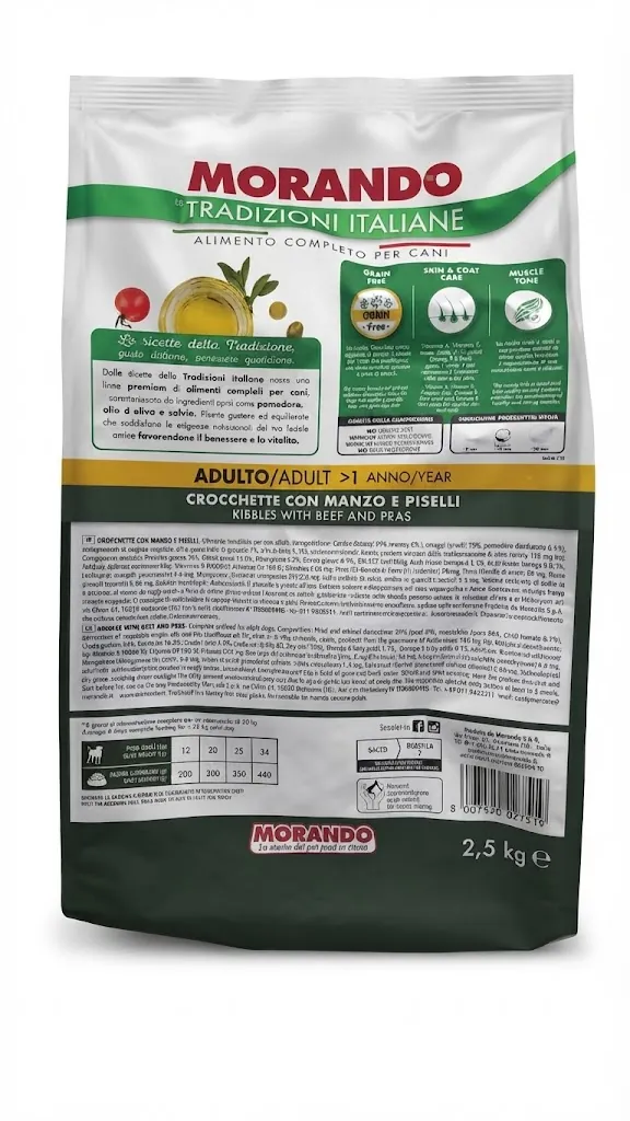 Корм сухий Morando Tradizioni Grain Free для собак середніх та великих порід з яловичиною та горохом, 2,5 кг