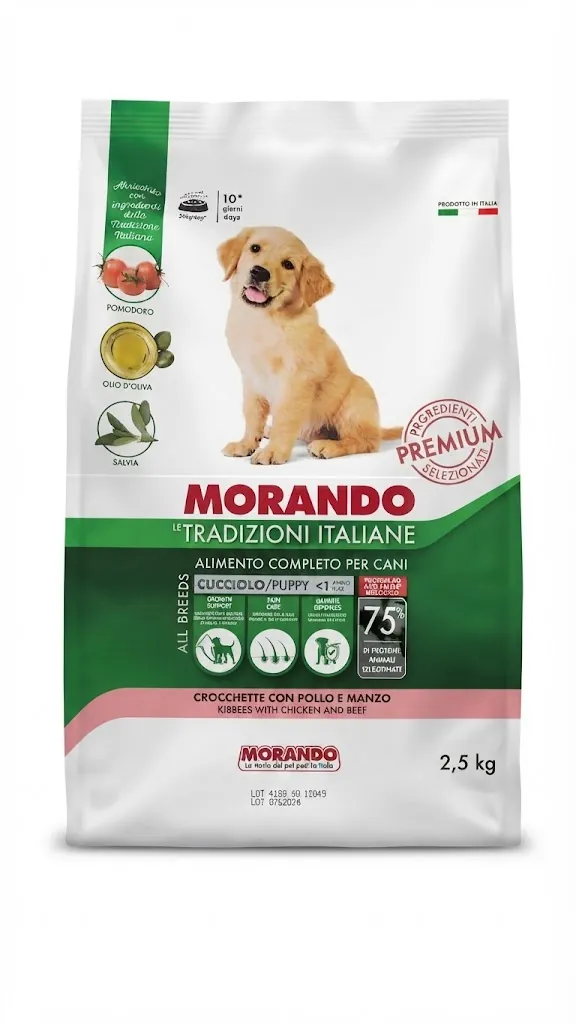 Корм сухий Morando Tradizioni Puppy для цуценят усіх порід з куркою та яловичиною, 2,5 кг