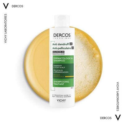 Шампунь Vichy Dercos усиленного действия против перхоти для сухих волос и раздраженной кожи головы, 200 мл