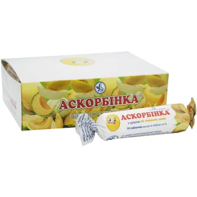Аскорбінка з цукром зі смаком дині, 12 уп. по 10 табл. (дієт.доб.)