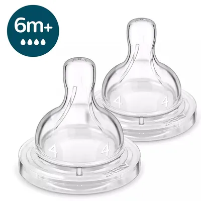 Соска силіконова Philips Avent Anti-colic SCY764/02, швидкий потік, від 6 місяця, 2 шт