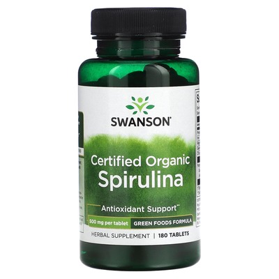 Спирулина органическая Swanson Certified Organic Spirulina таблетки по 500 мг №180