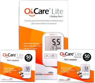 Глюкометр Oh'Care Lite + тест-полоски по 50 штук 2 упаковки, акционный набор