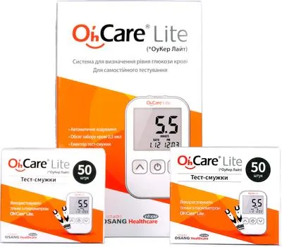 Глюкометр Oh'Care Lite + тест-смужки по 50 штук 2 упаковки, акційний набір