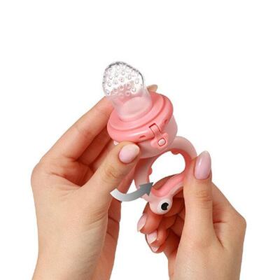 Ниблер BabyOno 1543 силиконовый для кормления Лягушонок, розовый