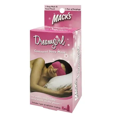 Маска для сну рожева MACK`S Dreamgirl Sleep Mask 2021-93 в комплекті з берушами + дорожній мішок