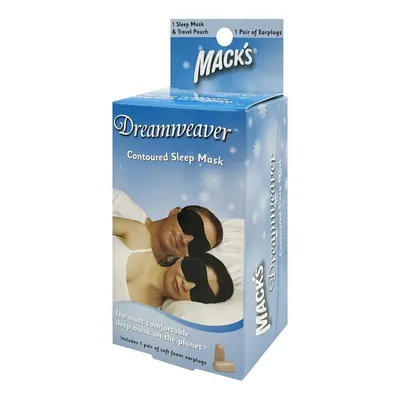 Маска для сну чорна MACK`S Dreamweaver Sleep Mask 2034-9 в комплекті з берушами + дорожній мішок
