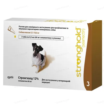 Стронгхолд 12% краплі від паразитів для собак 5,1-10 кг, 3 піпетки по 0,5 мл