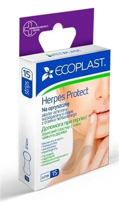 Набір пластирів медичних Ecoplast Herpes Protect Допомога при герпесі з олією чайного дерева, 15 штук