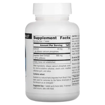 Гуарана Source Naturals Guarana Energizer 900 мг, 60 таблеток