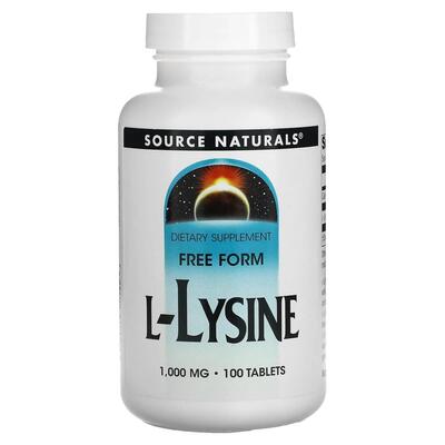 Лізин Source Naturals L-Lysine 1000 мг, 100 таблеток