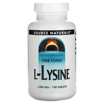 Лізин Source Naturals L-Lysine 1000 мг, 100 таблеток