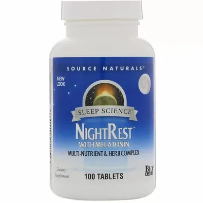 Комплекс для сну з мелатоніном Source Naturals NightRest With Melatonin, 100 таблеток