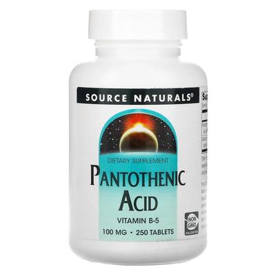 Пантотеновая кислота Source Naturals Pantothenic Acid 100 мг, 250 таблеток