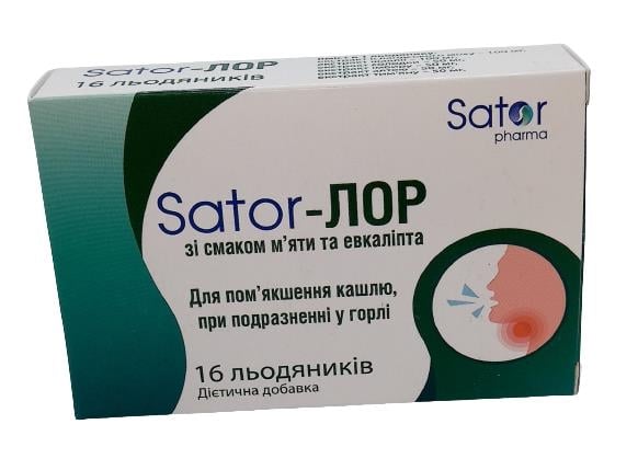 Леденцы Sator-ЛОР со вкусом мяты и эвкалипта №16 (8х2)