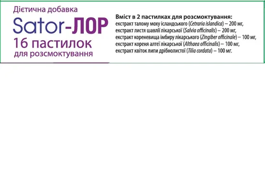 Льодяники Sator-ЛОР зі смаком чорної смородини №16 (8х2)