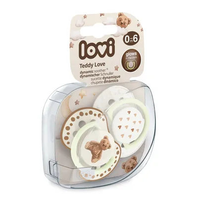 Пустушка силіконова Lovi Teddy Love динамічна 22/935, 0-6 місяців, 2 шт