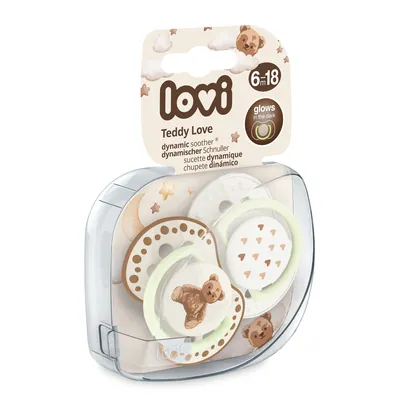 Пустушка силіконова Lovi Teddy Love динамічна 22/936, 6-18 місяців, 2 шт