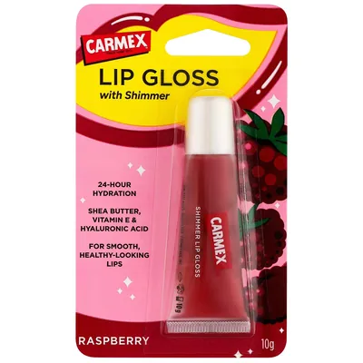 Блиск для губ Carmex Lip Gloss з шимером зі смаком малини, 10 г
