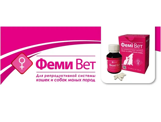 Фемі Вет фітокомплекс для репродуктивної системи кішок і собак малих порід, 15 капсул