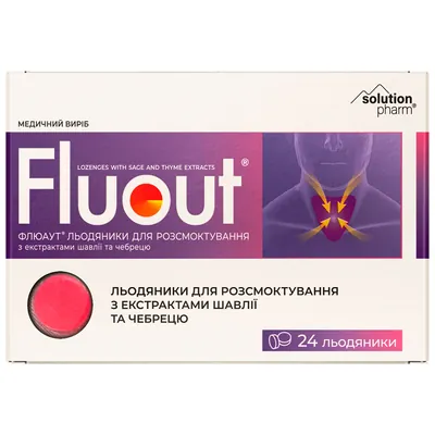Флюаут Solution pharm пастилки для розсмоктування з екстрактами шавлії та чебрецю №24