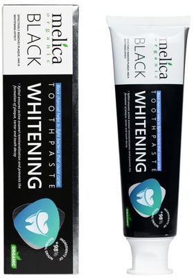 Зубная паста Melica Organic отбеливающая с черным древесным углем, 100 мл