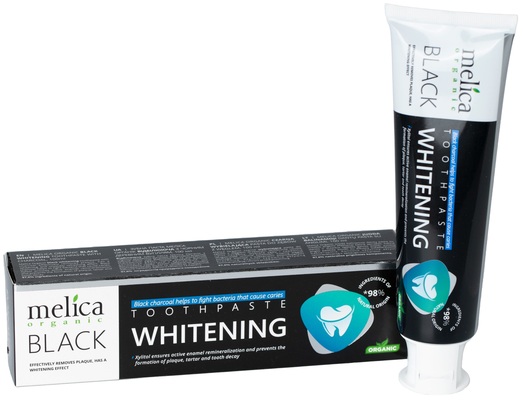 Зубная паста Melica Organic отбеливающая с черным древесным углем, 100 мл