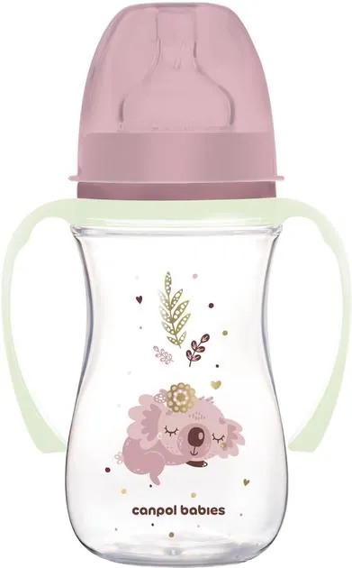 Пляшечка Canpol Babies EasyStart Sleepy Koala 35/237_pin антиколікова з широким отвором, рожева, 240 мл