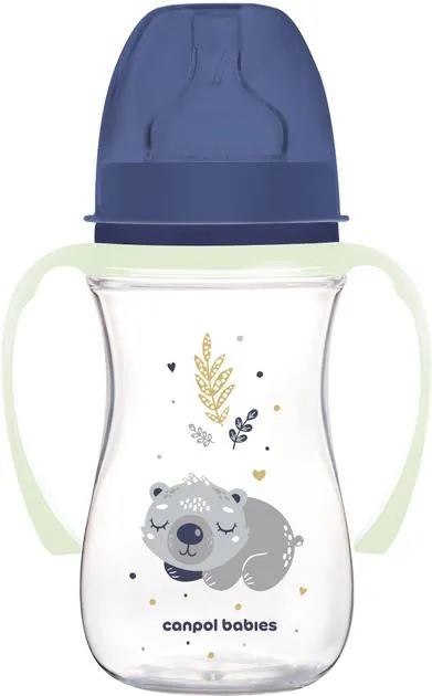 Пляшечка Canpol Babies EasyStart Sleepy Koala 35/237_blu антиколікова з широким отвором, блакитна, 240 мл