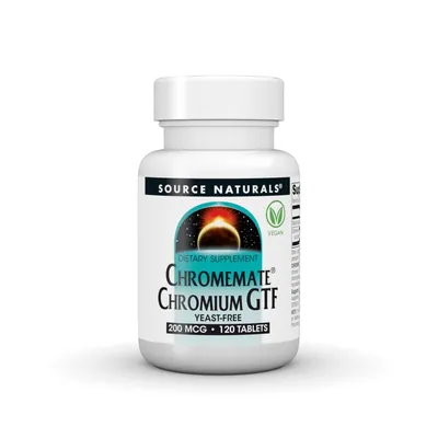 Хром Source Naturals ChromeMate Chromium GTF 200 мкг, 120 таблеток