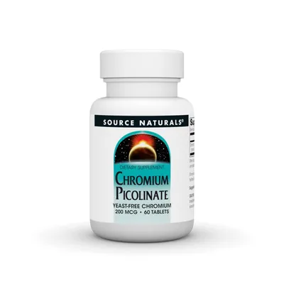 Хром піколінат Source Naturals Chromium Picolinate 200 мкг, 60 таблеток