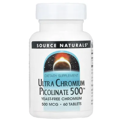 Хром піколінат Source Naturals Ultra Chromium Picolinate 500 мкг, 60 таблеток
