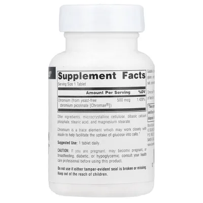 Хром піколінат Source Naturals Ultra Chromium Picolinate 500 мкг, 60 таблеток