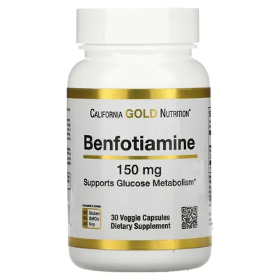 Бенфотіамін California Gold Nutrition Benfotiamine 150 мг вег. капсули №30