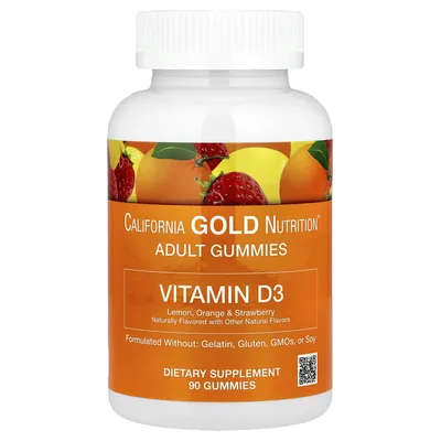 Вітамін Д3 California Gold Nutrition Vitamin D3 зі смаком лимона, апельсина та полуниці, 90 жувальних цукерок