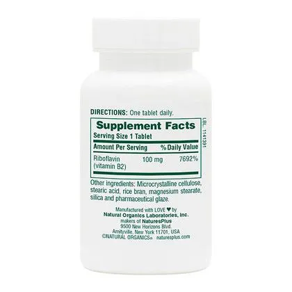 Рибофлавін Nature's Plus Vitamin B2 100 мг, 90 таблеток