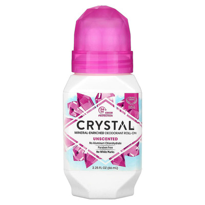 Дезодорант роликовый Crystal Unscented без запаха натуральный без алюминия, 66 мл